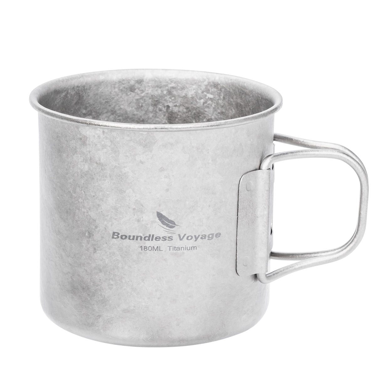 Boundless Voyage 180ml Titanium Camping Cup with Folding Handle – Ultralight Mini Coffee Mug, Natural & Crystalline Finishes 富文本编辑器