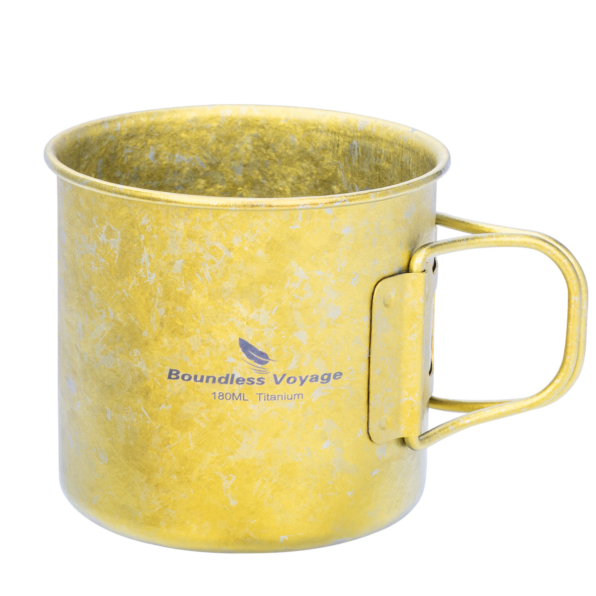 Boundless Voyage 180ml Titanium Camping Cup with Folding Handle – Ultralight Mini Coffee Mug, Natural & Crystalline Finishes 富文本编辑器