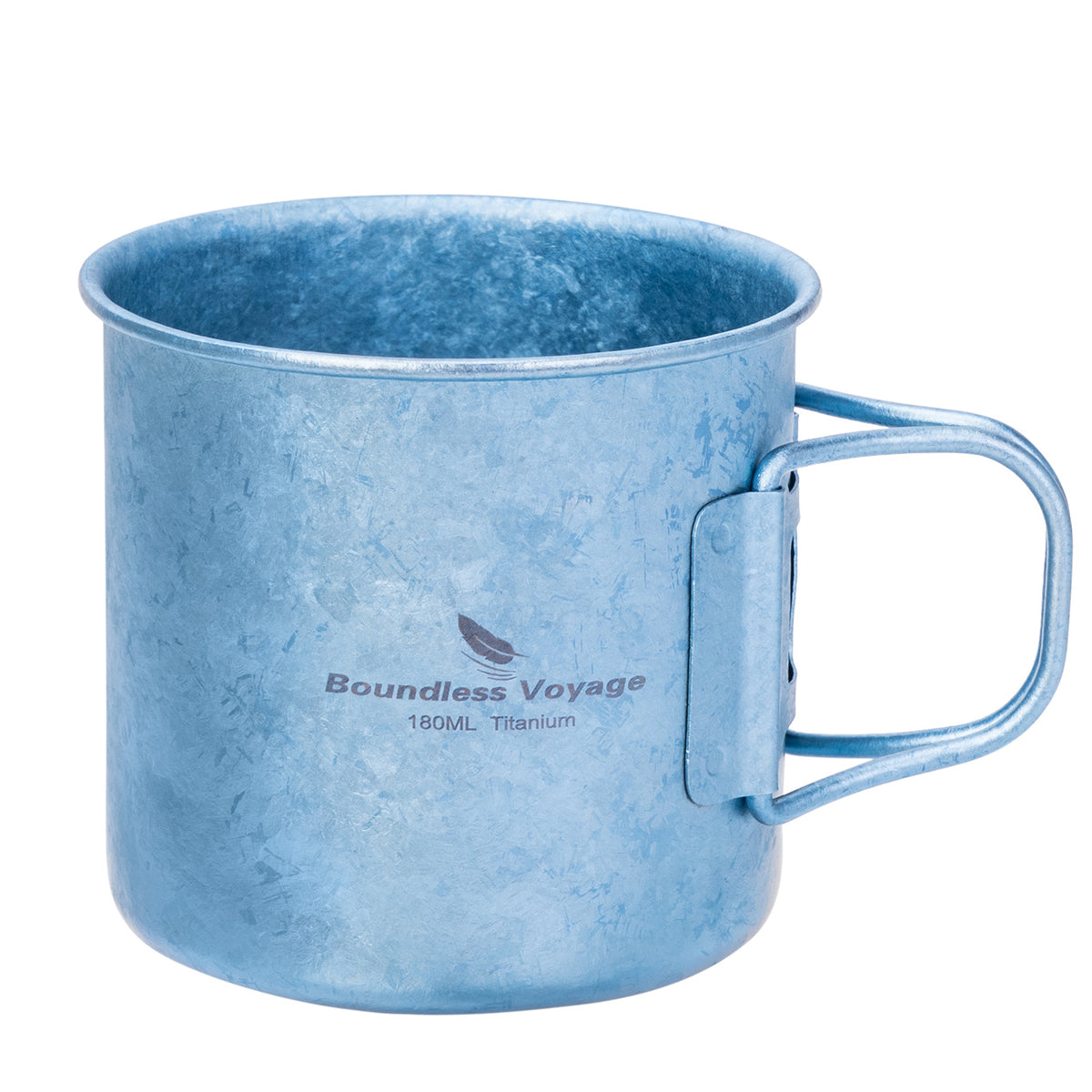 Boundless Voyage 180ml Titanium Camping Cup with Folding Handle – Ultralight Mini Coffee Mug, Natural & Crystalline Finishes 富文本编辑器