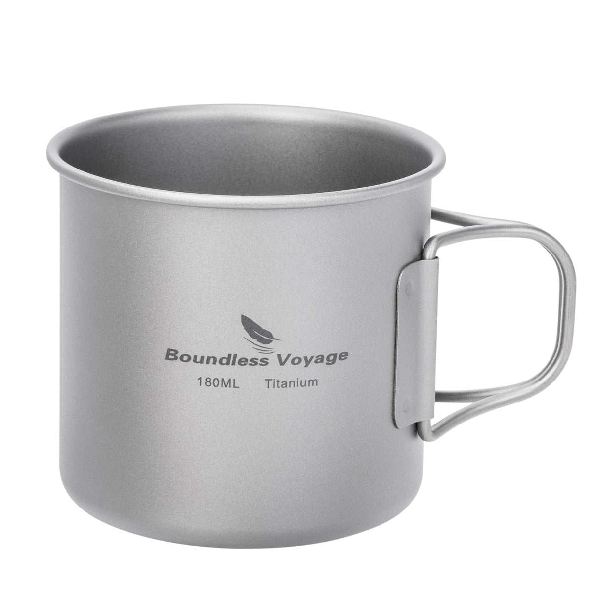 Boundless Voyage 180ml Titanium Camping Cup with Folding Handle – Ultralight Mini Coffee Mug, Natural & Crystalline Finishes 富文本编辑器