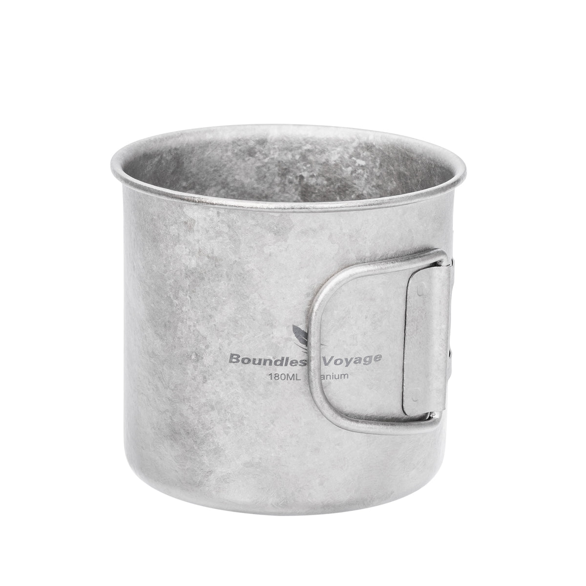 Boundless Voyage 180ml Titanium Camping Cup with Folding Handle – Ultralight Mini Coffee Mug, Natural & Crystalline Finishes 富文本编辑器