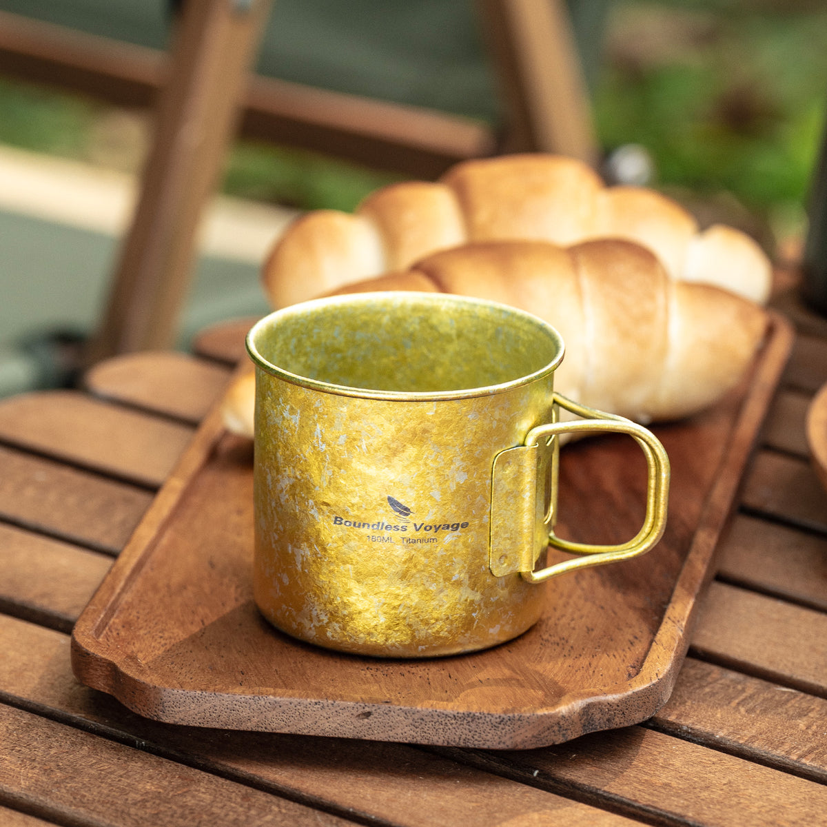 Boundless Voyage 180ml Titanium Camping Cup with Folding Handle – Ultralight Mini Coffee Mug, Natural & Crystalline Finishes 富文本编辑器