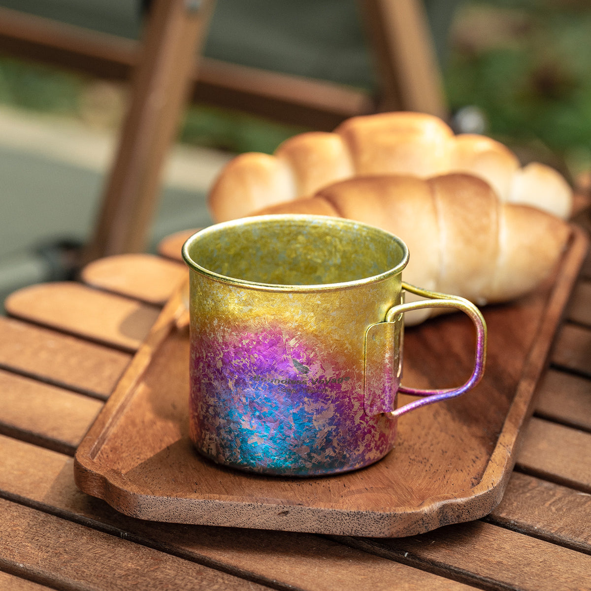 Boundless Voyage 180ml Titanium Camping Cup with Folding Handle – Ultralight Mini Coffee Mug, Natural & Crystalline Finishes 富文本编辑器