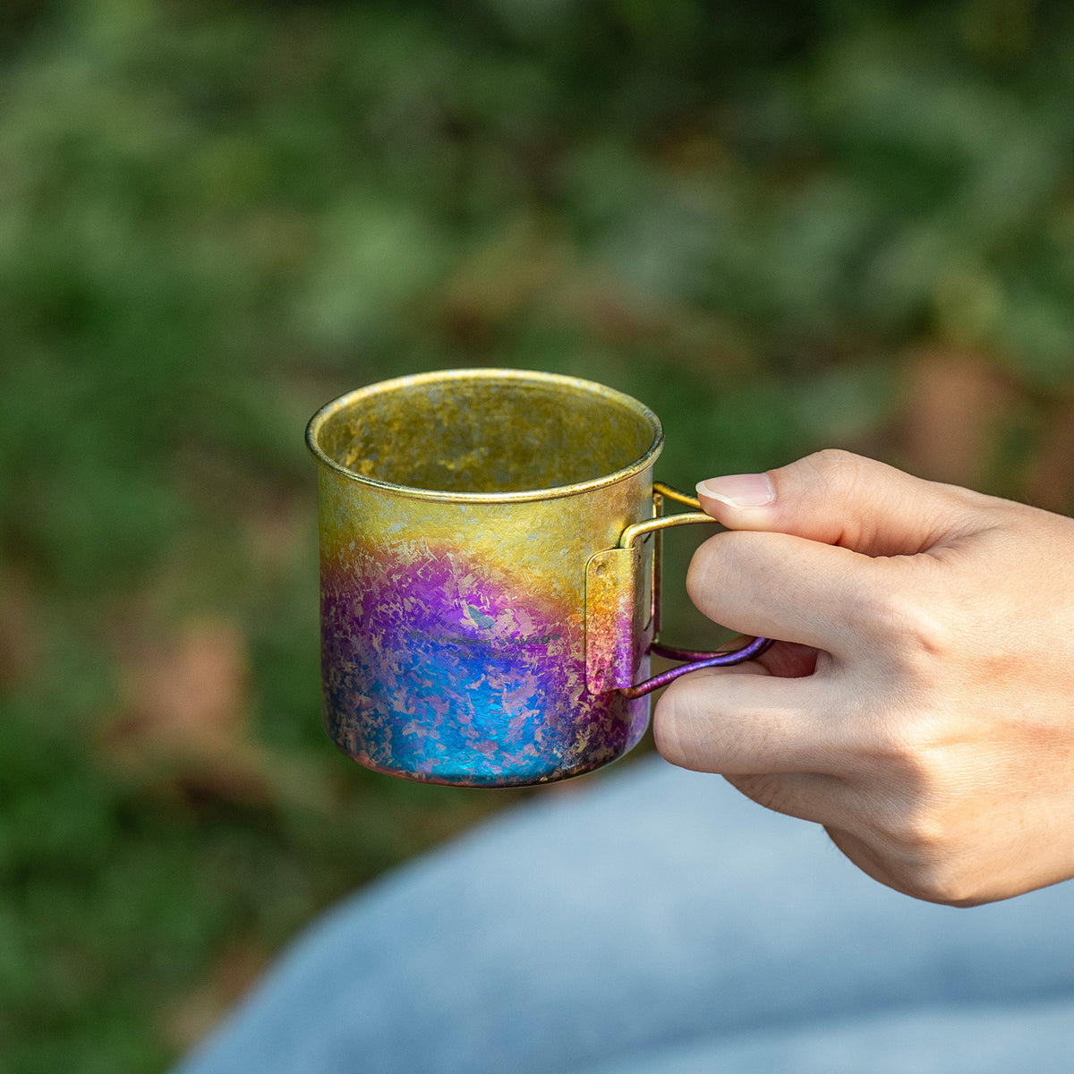 Boundless Voyage 180ml Titanium Camping Cup with Folding Handle – Ultralight Mini Coffee Mug, Natural & Crystalline Finishes 富文本编辑器