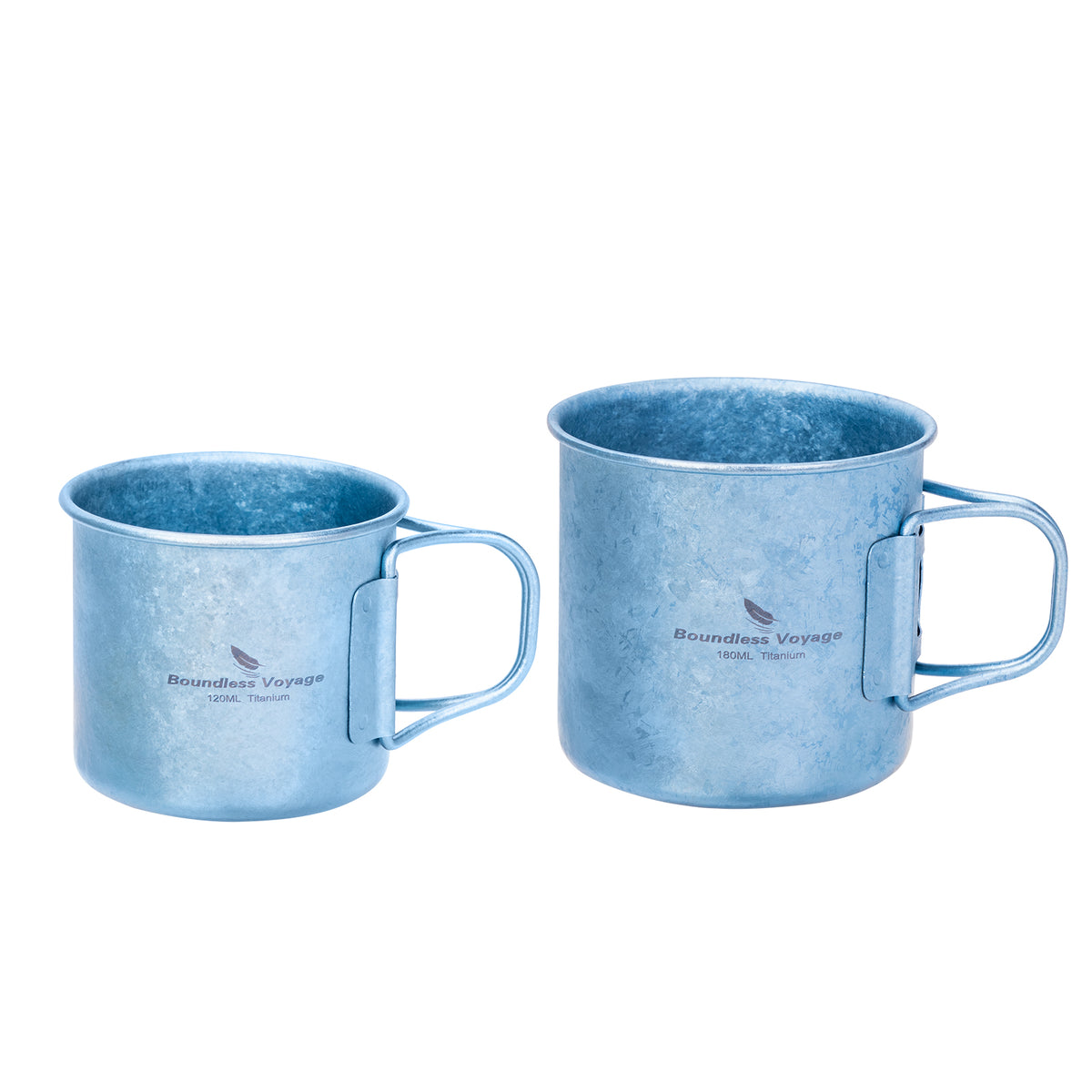 Boundless Voyage 180ml Titanium Camping Cup with Folding Handle – Ultralight Mini Coffee Mug, Natural & Crystalline Finishes 富文本编辑器