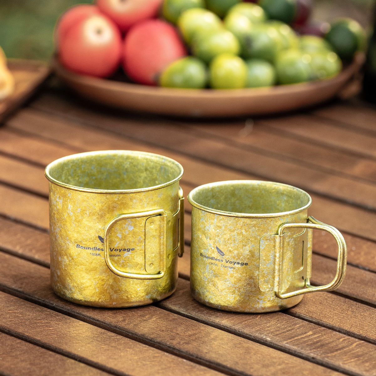 Boundless Voyage 180ml Titanium Camping Cup with Folding Handle – Ultralight Mini Coffee Mug, Natural & Crystalline Finishes 富文本编辑器