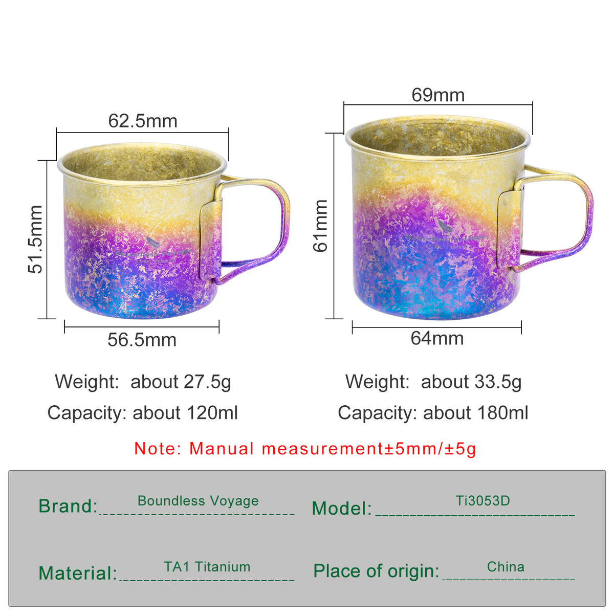 Boundless Voyage 180ml Titanium Camping Cup with Folding Handle – Ultralight Mini Coffee Mug, Natural & Crystalline Finishes 富文本编辑器