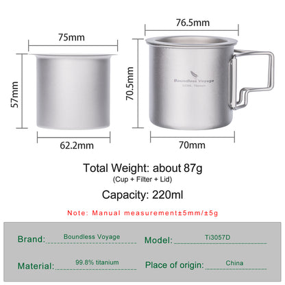 Boundless Voyage Camping Mug Titanium Tea Coffee Cup Lightweight Outdoor Travel Portable Drinkware