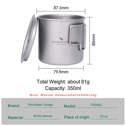 Boundless Voyage Camping Mug Titanium Tea Coffee Cup Lightweight Outdoor Travel Portable Drinkware