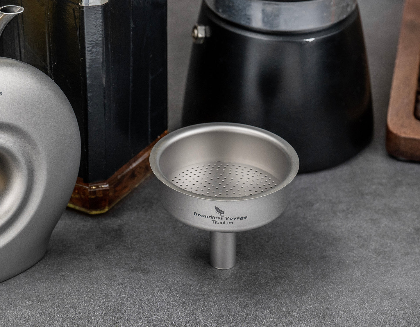 Boundless Voyage Titanium Funnel with Removable Strainer | Multi-Use Food-Grade Kitchen Tool | Mini Liquid, Oil & Powder Filter for Filling Flasks, Bottles & Jars | Ultralight & Rust-Proof