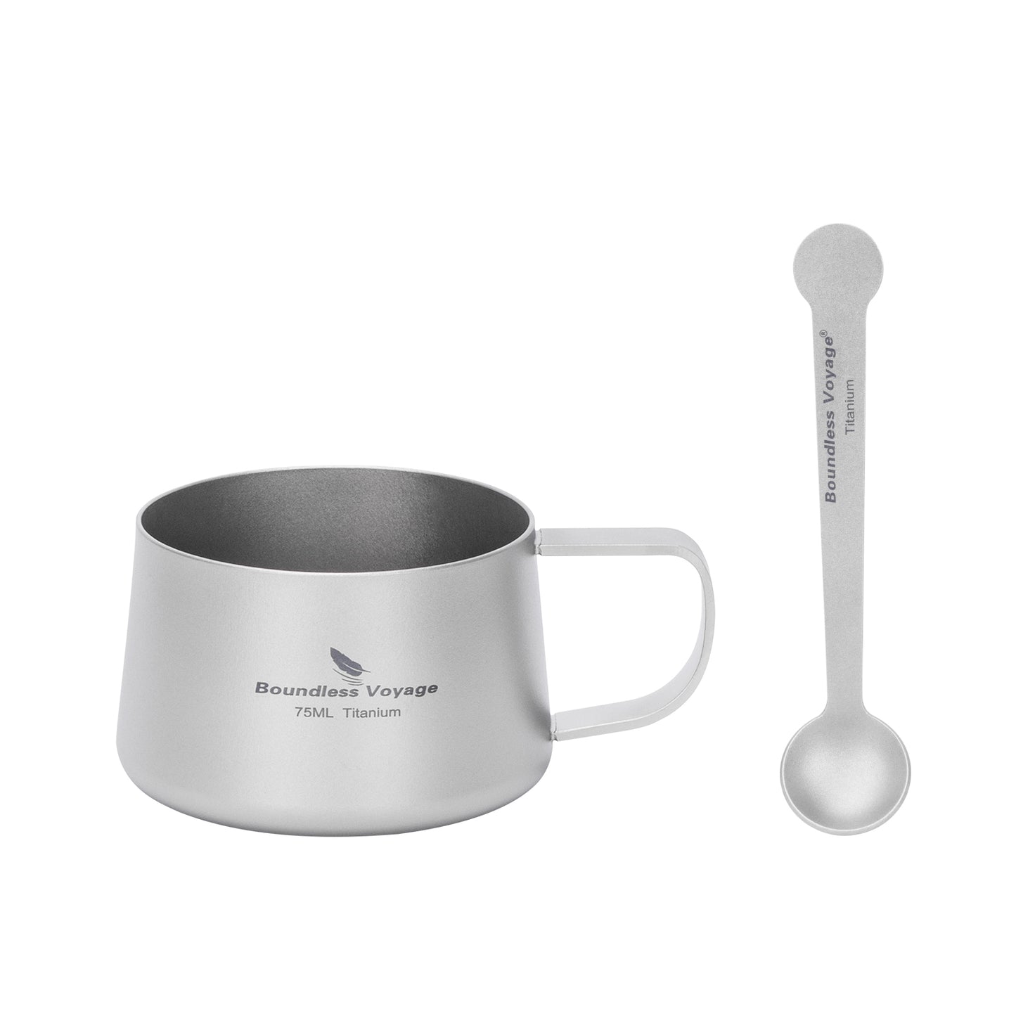 Boundless Voyage Titanium Double Wall Coffee Cup with Stirring Spoon Mini Tea Mug Espresso Cup Outdoor Camping Travel Ultralight Durable Portable Drinkware