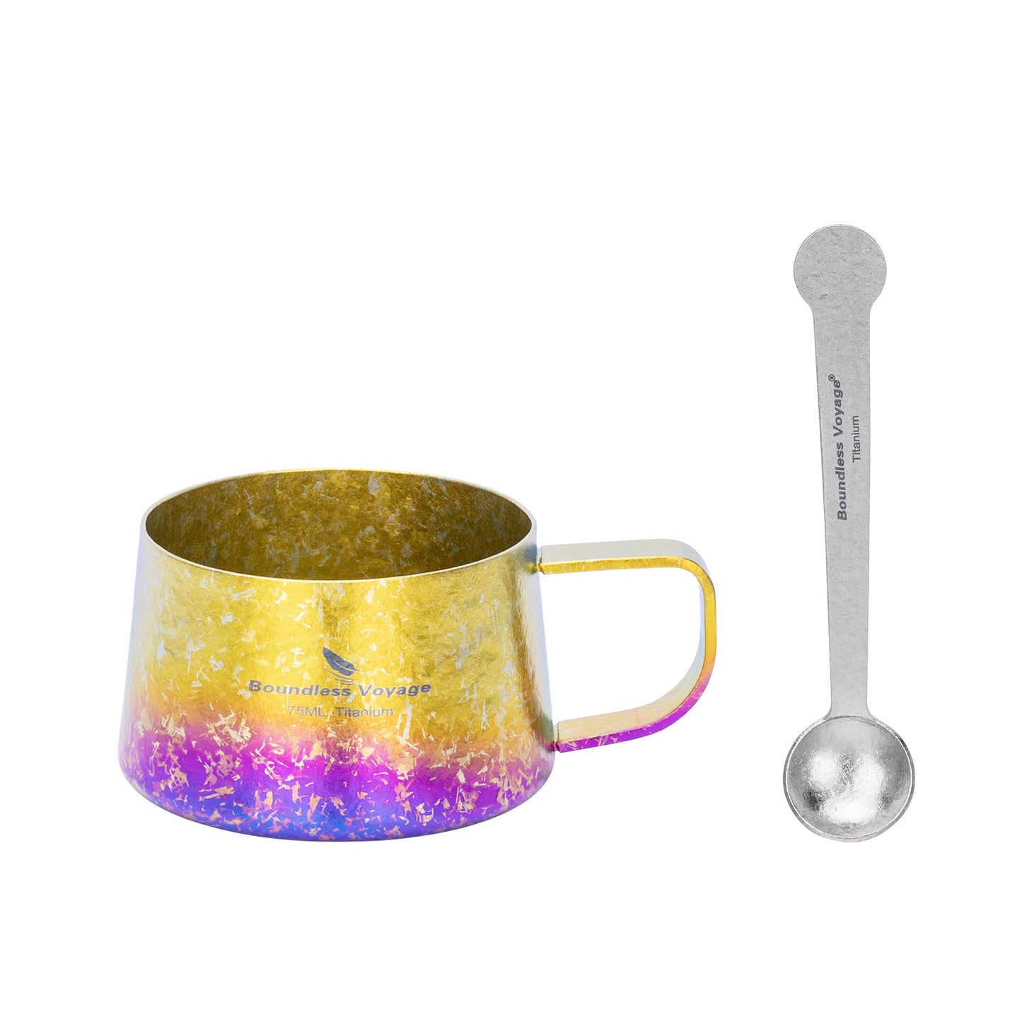 Boundless Voyage Titanium Double Wall Coffee Cup with Stirring Spoon Mini Tea Mug Espresso Cup Outdoor Camping Travel Ultralight Durable Portable Drinkware