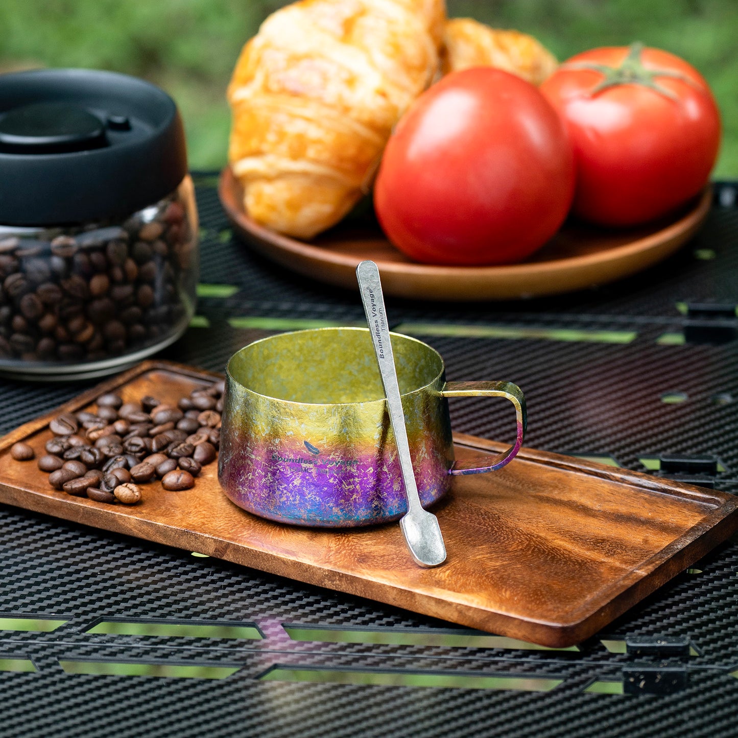 Boundless Voyage 100ml Titanium Double Wall Espresso Cup with Spoon – Ultralight Coffee & Tea Mug for Camping & Travel