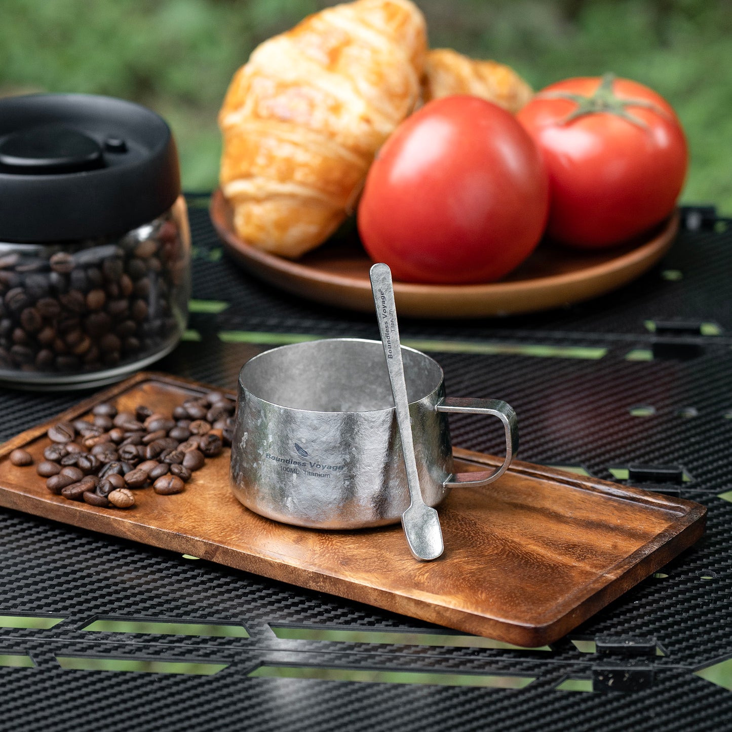 Boundless Voyage 100ml Titanium Double Wall Espresso Cup with Spoon – Ultralight Coffee & Tea Mug for Camping & Travel
