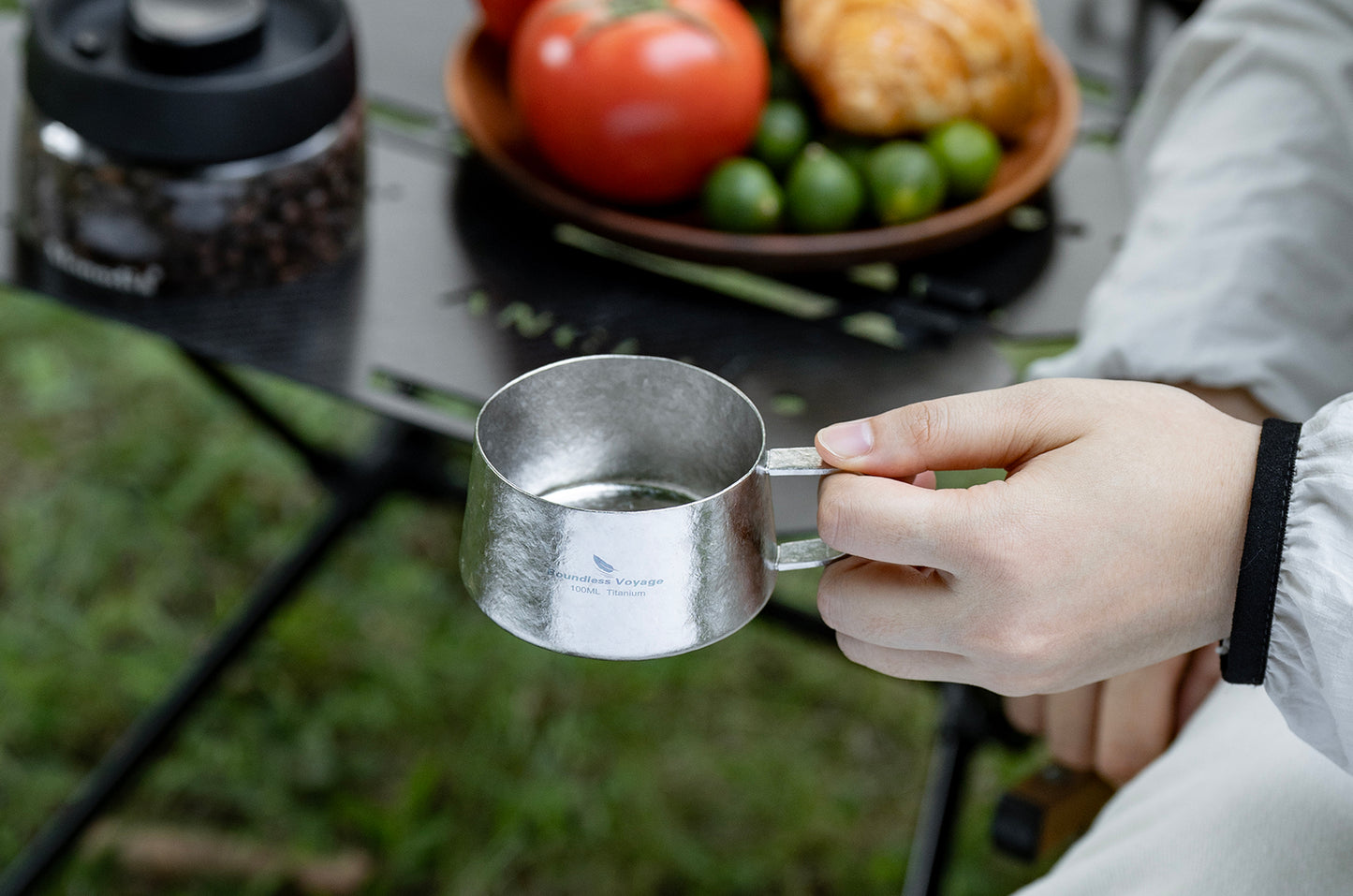 Boundless Voyage 100ml Titanium Double Wall Espresso Cup with Spoon – Ultralight Coffee & Tea Mug for Camping & Travel