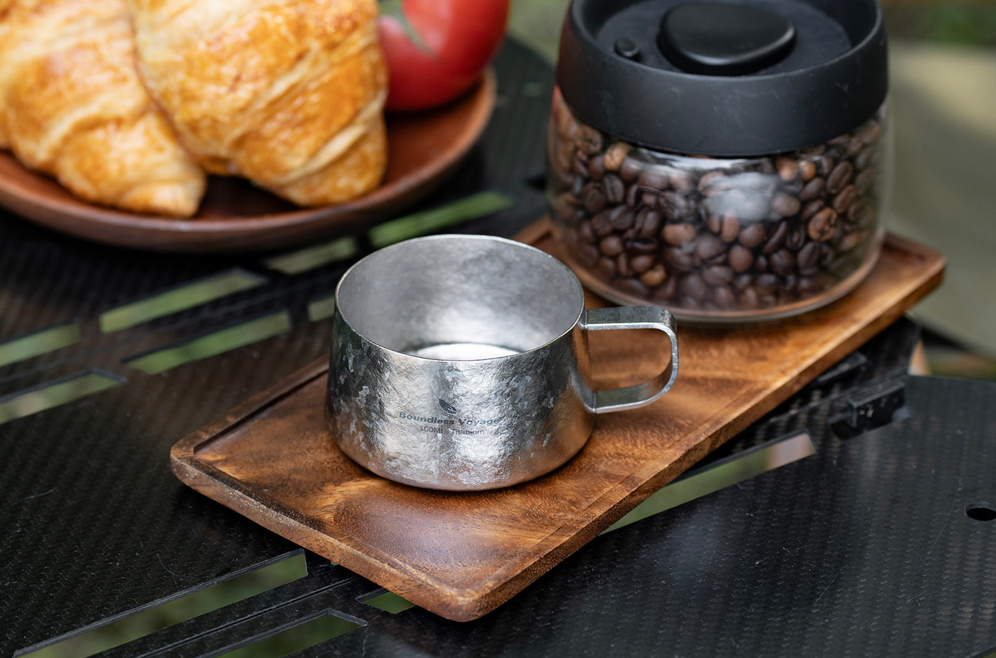 Boundless Voyage 100ml Titanium Double Wall Espresso Cup with Spoon – Ultralight Coffee & Tea Mug for Camping & Travel