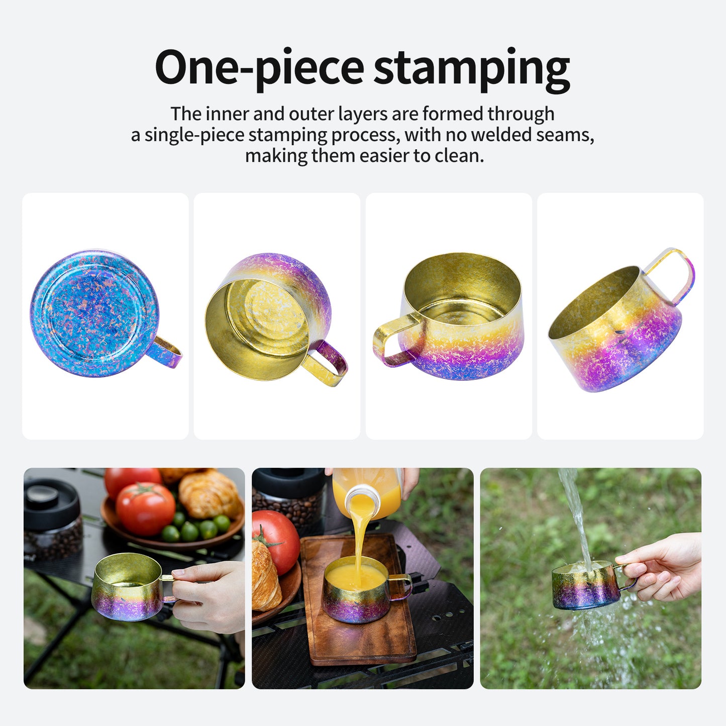Boundless Voyage 100ml Titanium Double Wall Espresso Cup with Spoon – Ultralight Coffee & Tea Mug for Camping & Travel