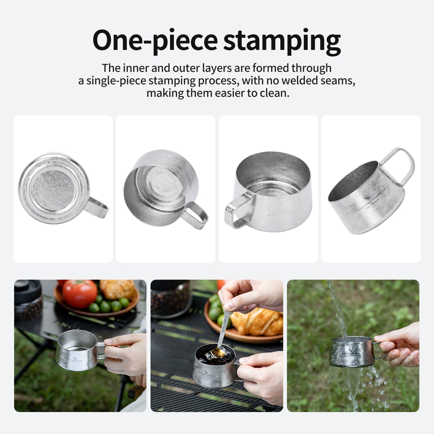 Boundless Voyage 100ml Titanium Double Wall Espresso Cup with Spoon – Ultralight Coffee & Tea Mug for Camping & Travel