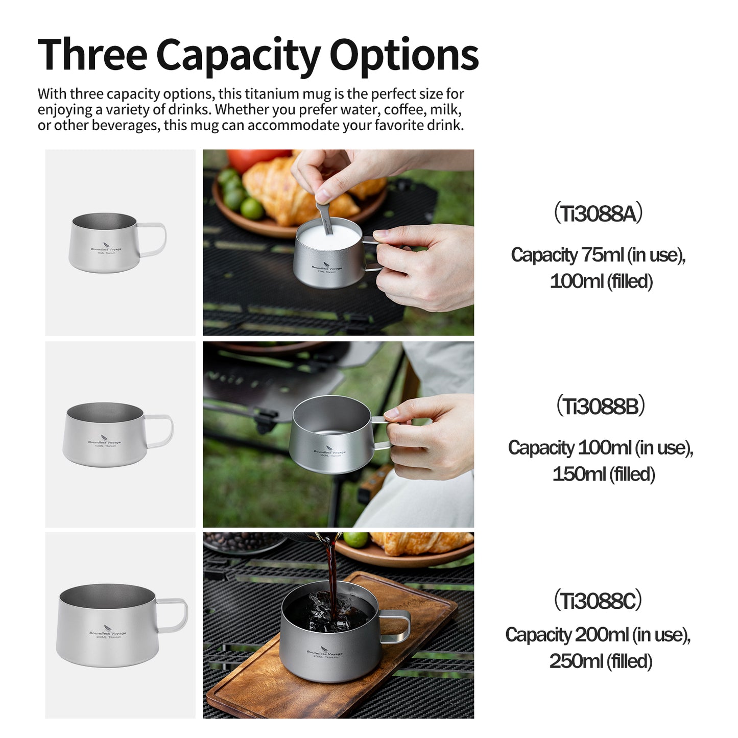 Boundless Voyage 100ml Titanium Double Wall Espresso Cup with Spoon – Ultralight Coffee & Tea Mug for Camping & Travel