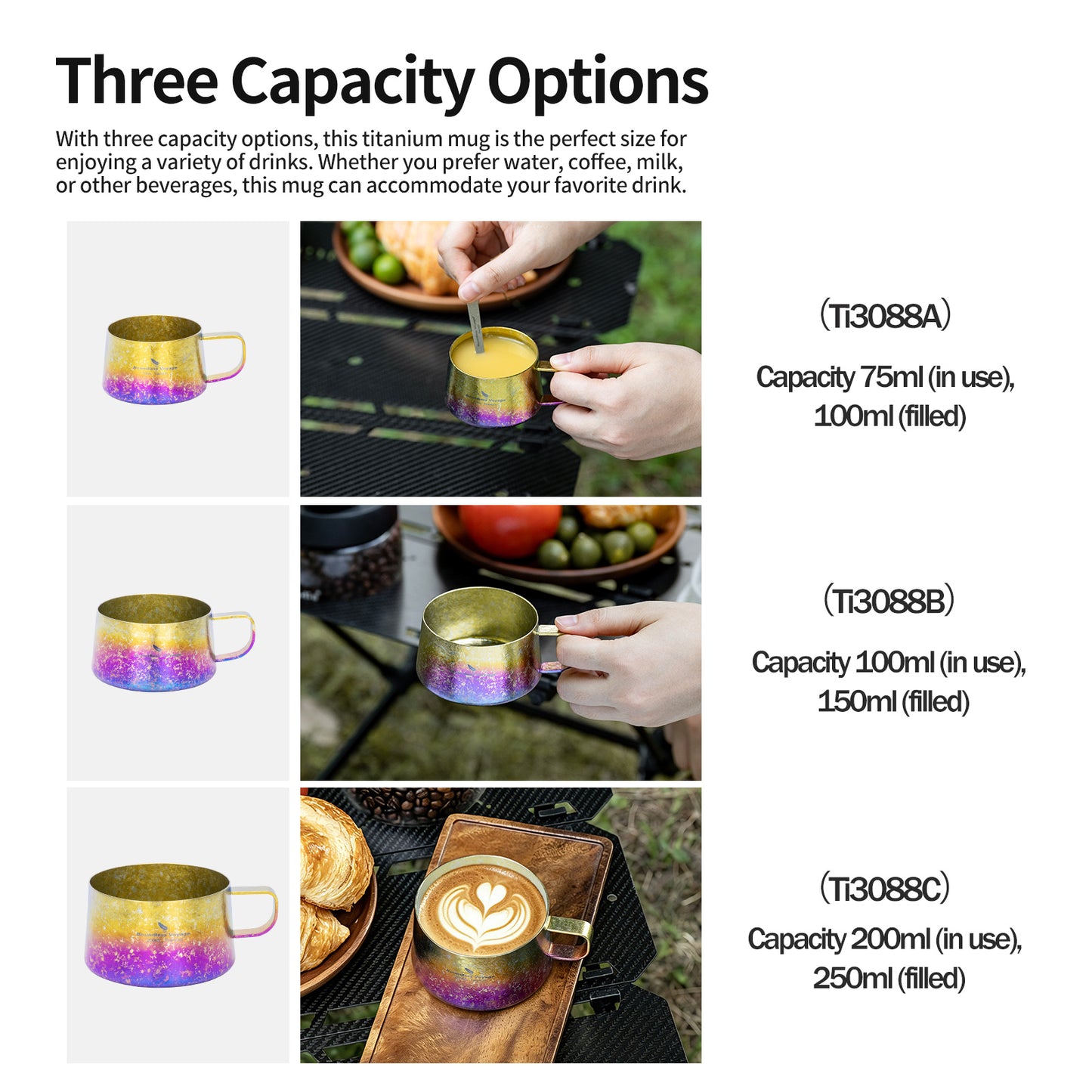 Boundless Voyage 100ml Titanium Double Wall Espresso Cup with Spoon – Ultralight Coffee & Tea Mug for Camping & Travel