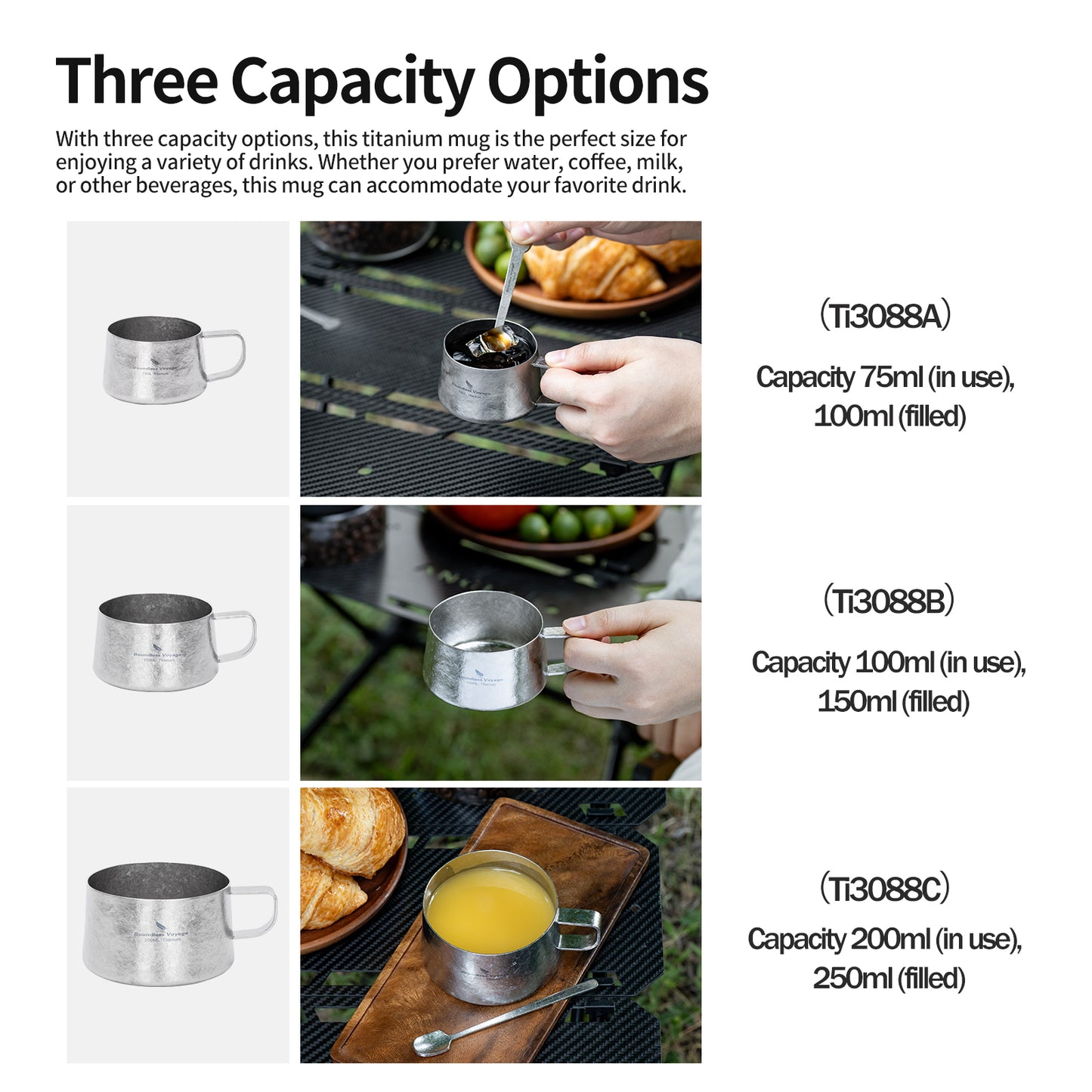Boundless Voyage 100ml Titanium Double Wall Espresso Cup with Spoon – Ultralight Coffee & Tea Mug for Camping & Travel