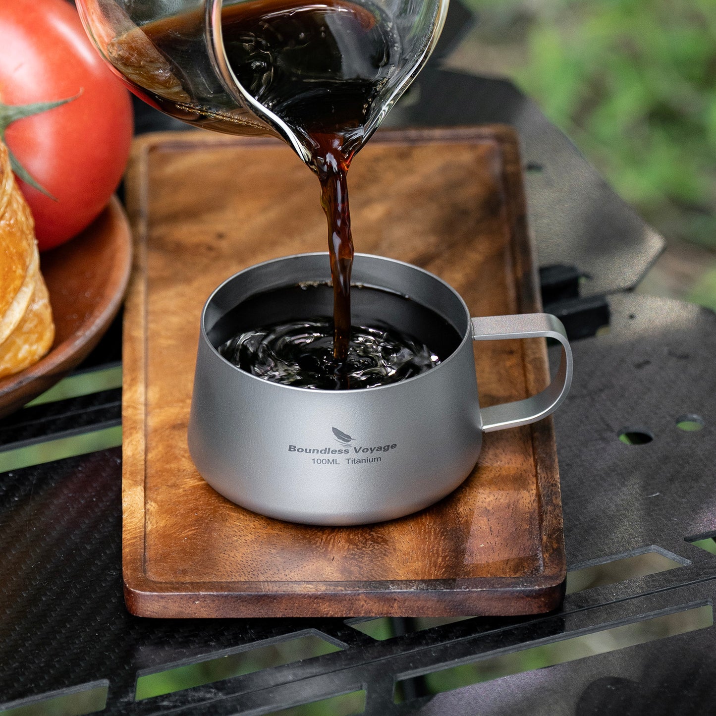 Boundless Voyage 100ml Titanium Double Wall Espresso Cup with Spoon – Ultralight Coffee & Tea Mug for Camping & Travel