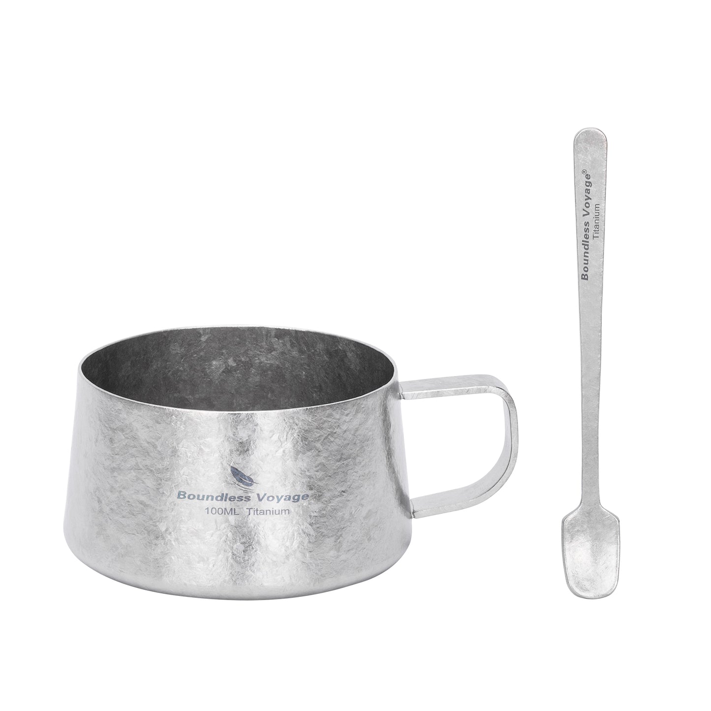 Boundless Voyage 100ml Titanium Double Wall Espresso Cup with Spoon – Ultralight Coffee & Tea Mug for Camping & Travel