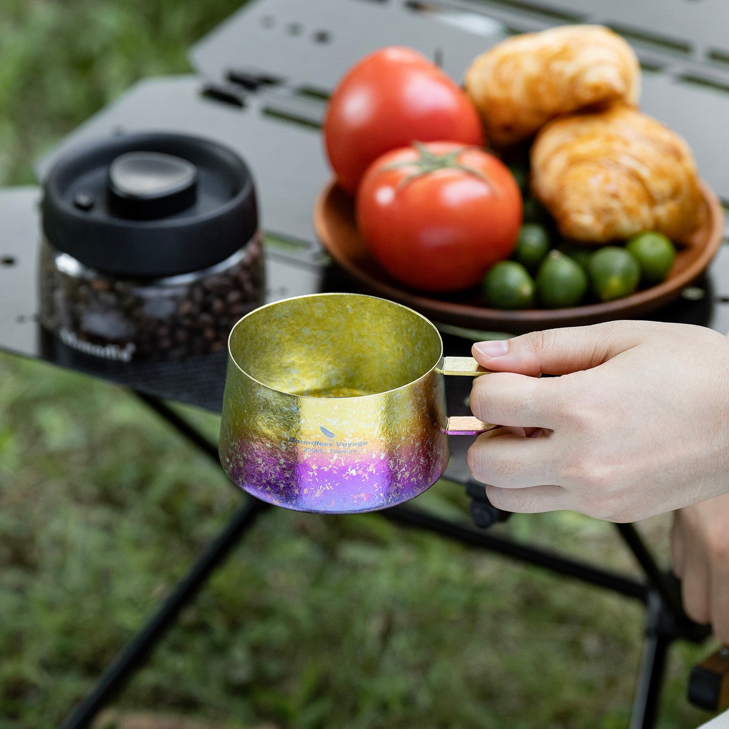 Boundless Voyage 200ml Titanium Double Wall Coffee Cup with Spoon – Premium Tea & Espresso Mug for Camping, Travel & Everyday Use