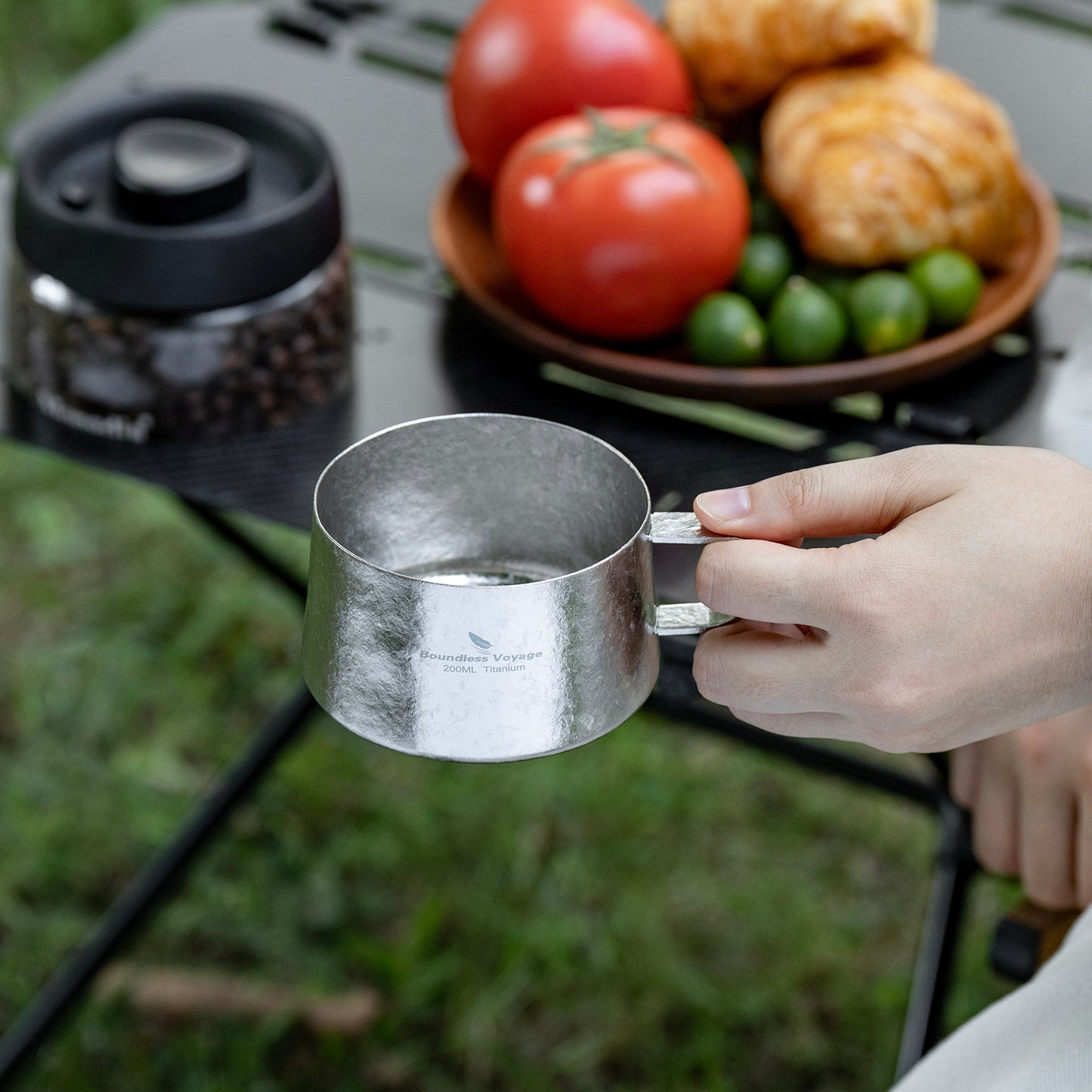 Boundless Voyage 200ml Titanium Double Wall Coffee Cup with Spoon – Premium Tea & Espresso Mug for Camping, Travel & Everyday Use
