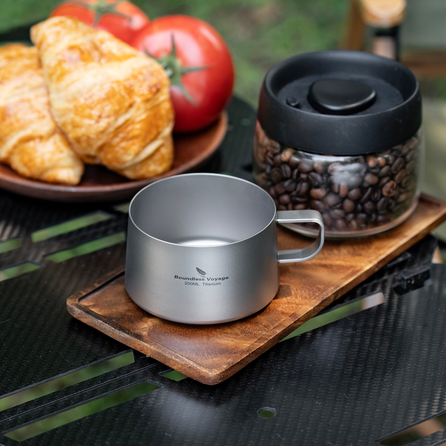 Boundless Voyage 200ml Titanium Double Wall Coffee Cup with Spoon – Premium Tea & Espresso Mug for Camping, Travel & Everyday Use