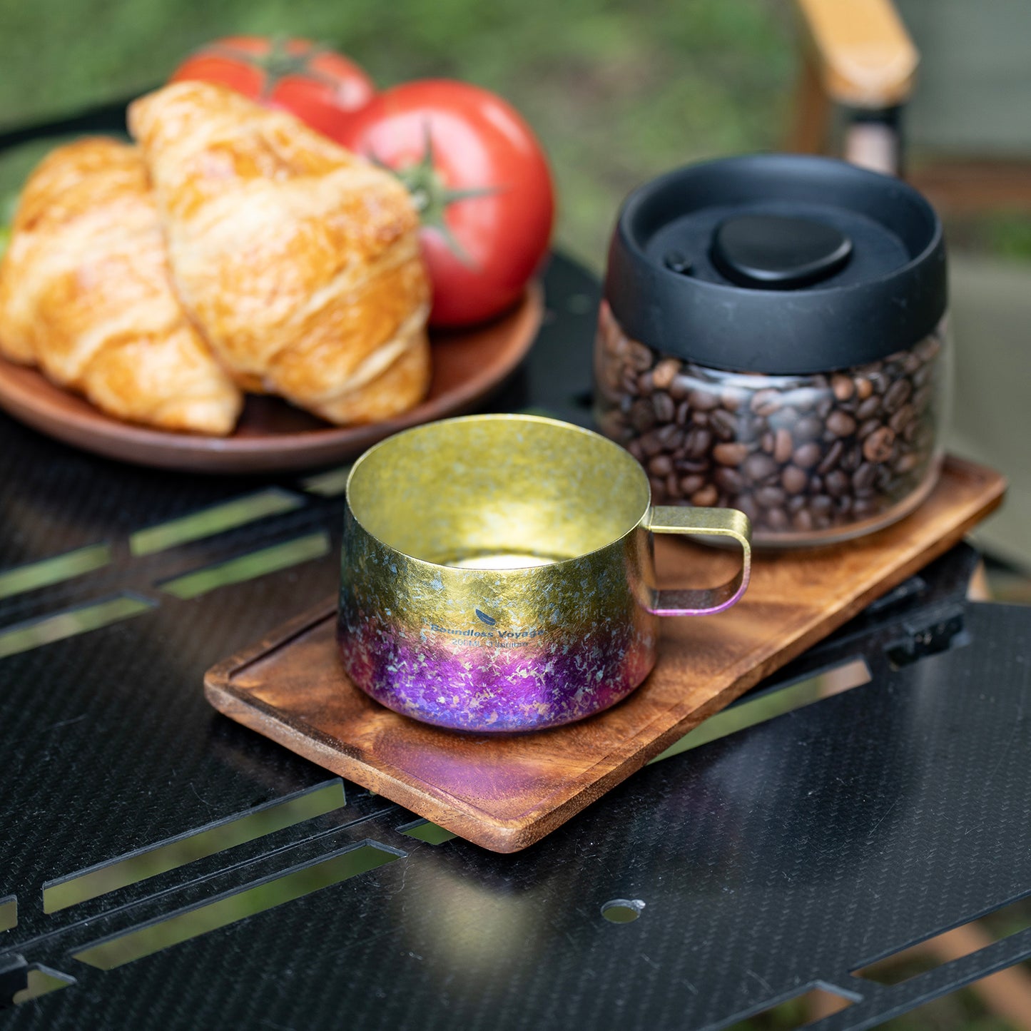Boundless Voyage 200ml Titanium Double Wall Coffee Cup with Spoon – Premium Tea & Espresso Mug for Camping, Travel & Everyday Use