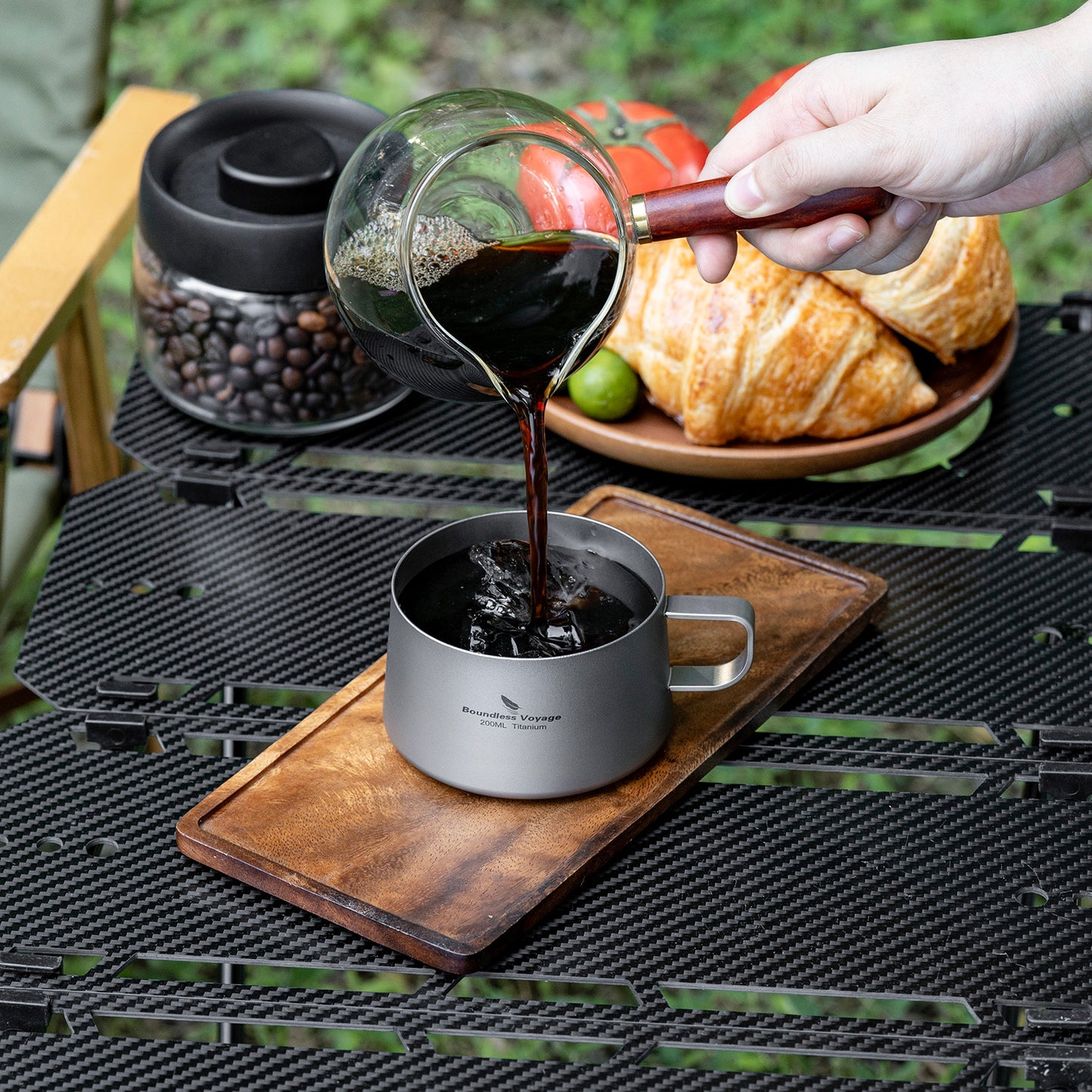 Boundless Voyage 200ml Titanium Double Wall Coffee Cup with Spoon – Premium Tea & Espresso Mug for Camping, Travel & Everyday Use