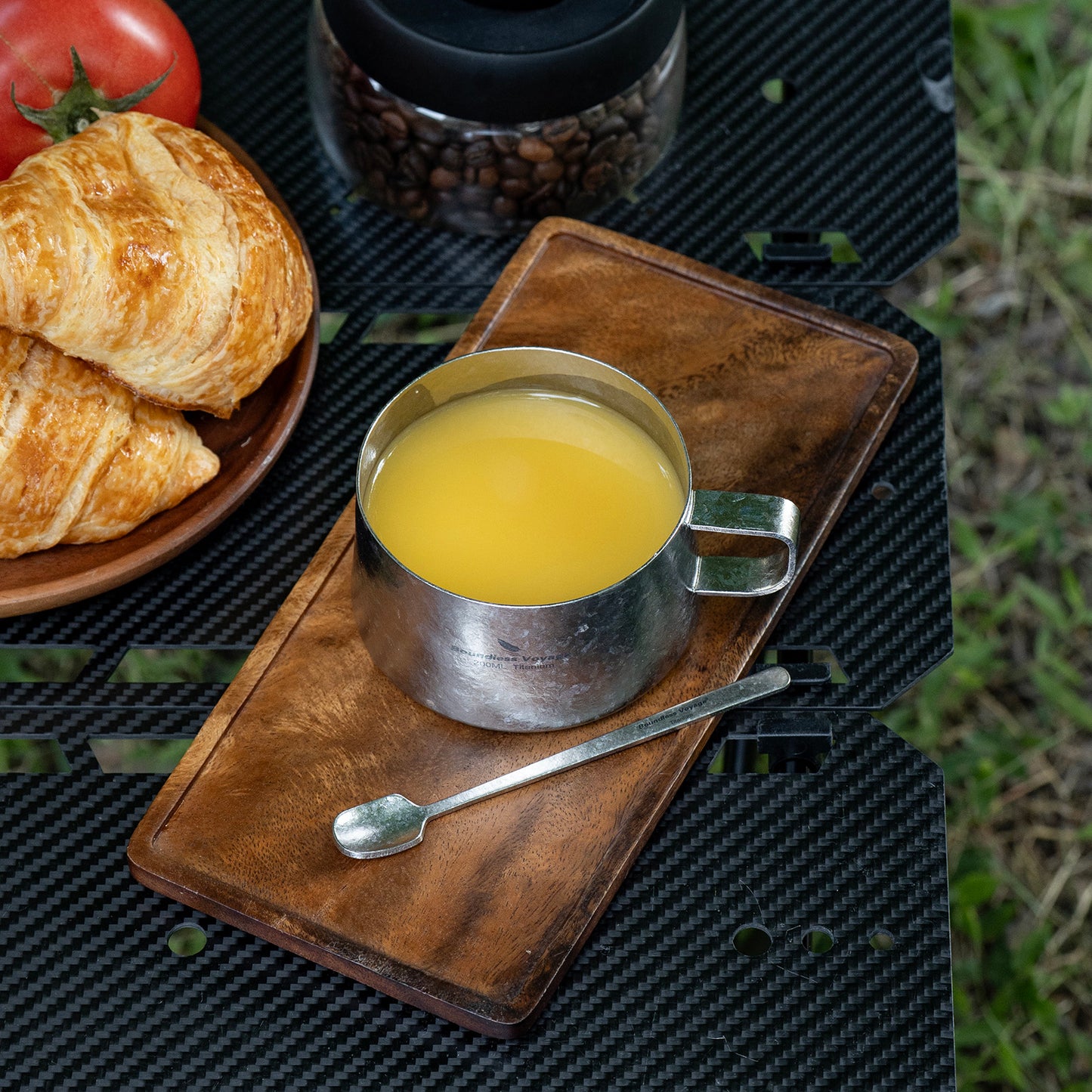 Boundless Voyage 200ml Titanium Double Wall Coffee Cup with Spoon – Premium Tea & Espresso Mug for Camping, Travel & Everyday Use