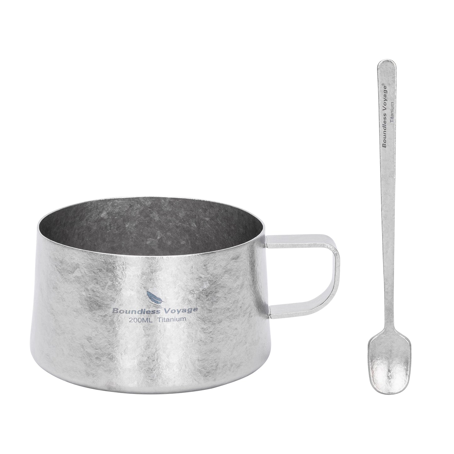 Boundless Voyage 200ml Titanium Double Wall Coffee Cup with Spoon – Premium Tea & Espresso Mug for Camping, Travel & Everyday Use