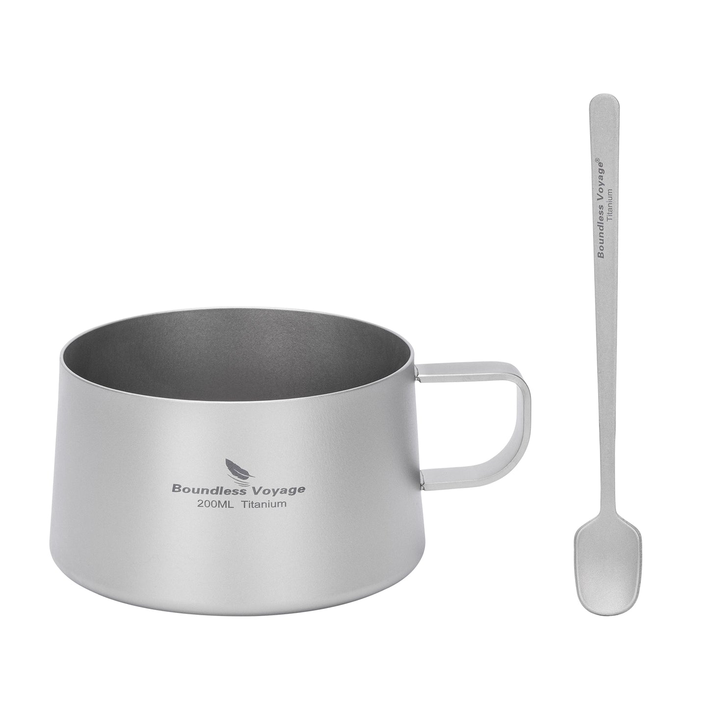 Boundless Voyage 200ml Titanium Double Wall Coffee Cup with Spoon – Premium Tea & Espresso Mug for Camping, Travel & Everyday Use
