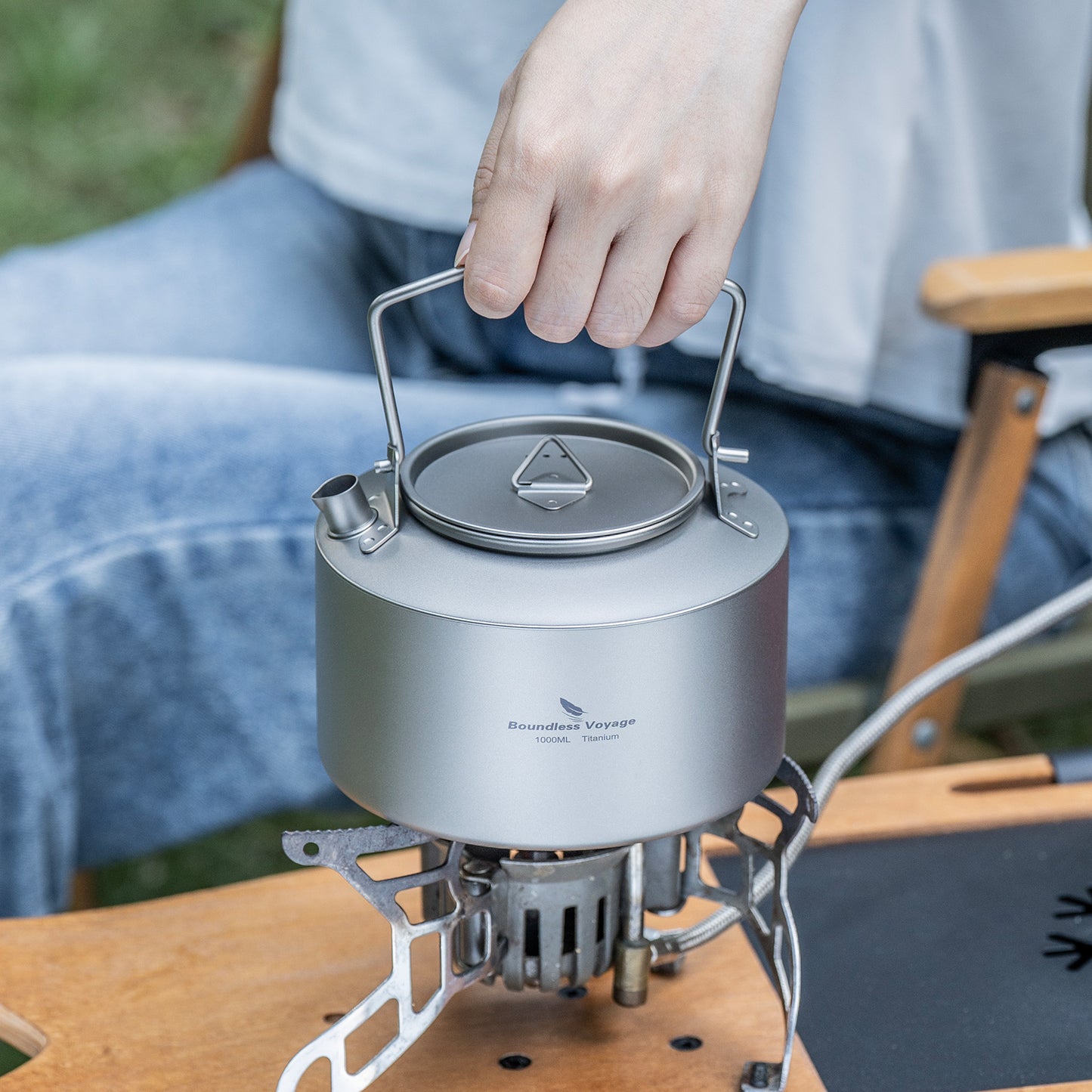 Boundless Voyage Titanium Kettle With Folding Handle 1000ml