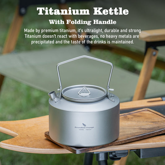 Boundless Voyage Titanium Kettle With Folding Handle 1000ml