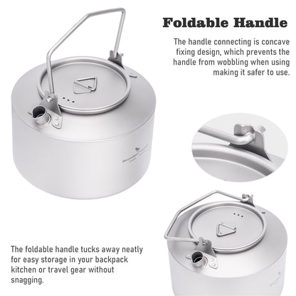 Boundless Voyage Titanium Kettle With Folding Handle 1000ml