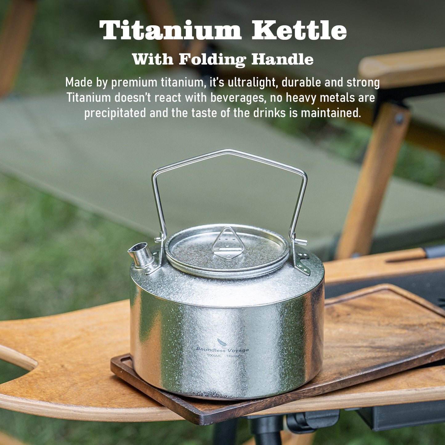 Boundless Voyage Titanium Kettle With Folding Handle 1000ml
