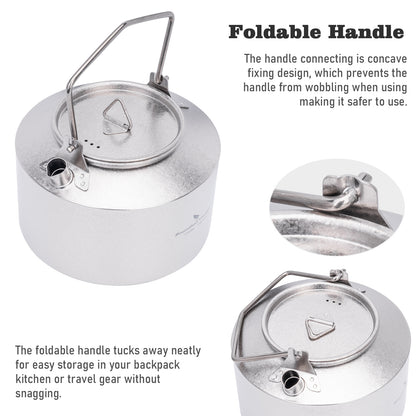 Boundless Voyage Titanium Kettle With Folding Handle 1000ml