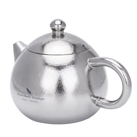 Boundless Voyage Titanium Teapot 180ml – Ultralight Tea Maker with Vented Lid & Anti-Scald Handle for Camping, Travel & Home