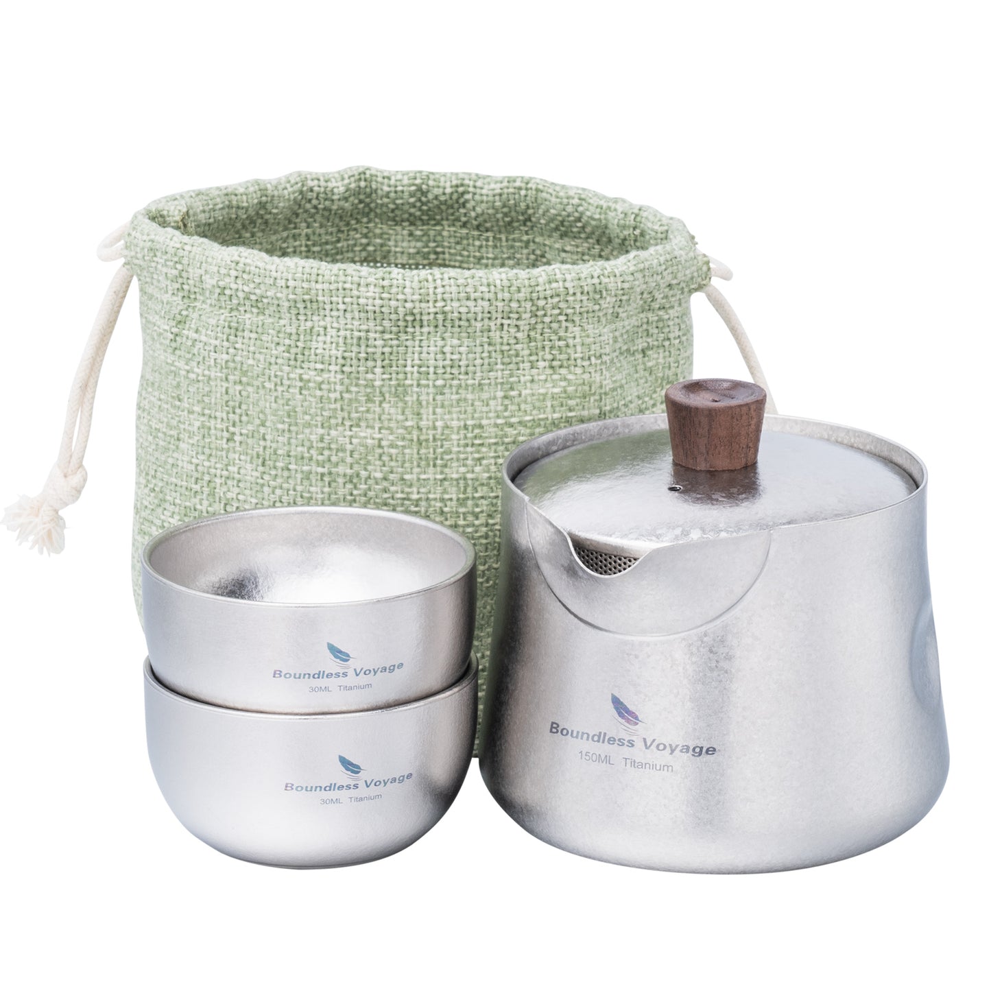 Boundless Voyage Titanium Double-Layer Tea Maker Cups Set Outdoor Camping Portable Tea Pot Tea Mug