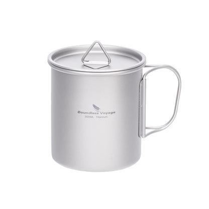 Boundless Voyage Ultralight Single-Wall Titanium Cup 300ml with Lid – Lightweight Portable Camping Mug for Hiking & Backpacking