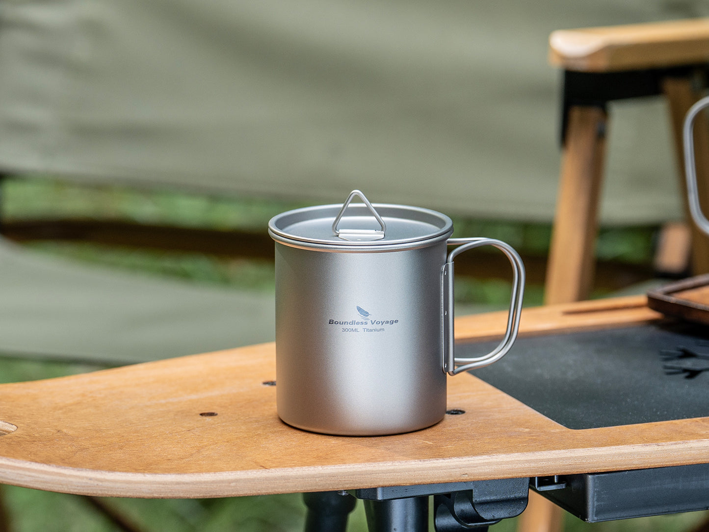 Boundless Voyage Ultralight Single-Wall Titanium Cup 300ml with Lid – Lightweight Portable Camping Mug for Hiking & Backpacking