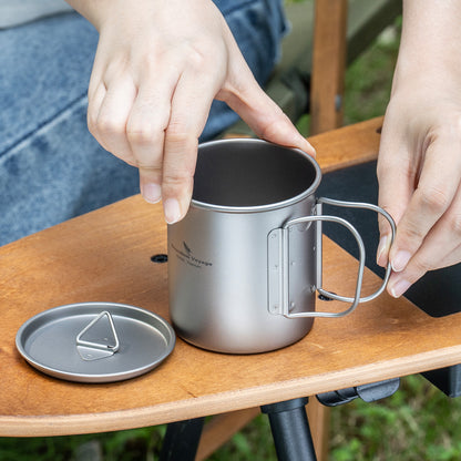 Boundless Voyage Ultralight Single-Wall Titanium Cup 300ml with Lid – Lightweight Portable Camping Mug for Hiking & Backpacking