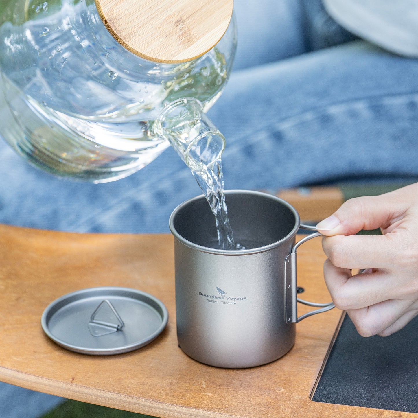 Boundless Voyage Ultralight Single-Wall Titanium Cup 300ml with Lid – Lightweight Portable Camping Mug for Hiking & Backpacking