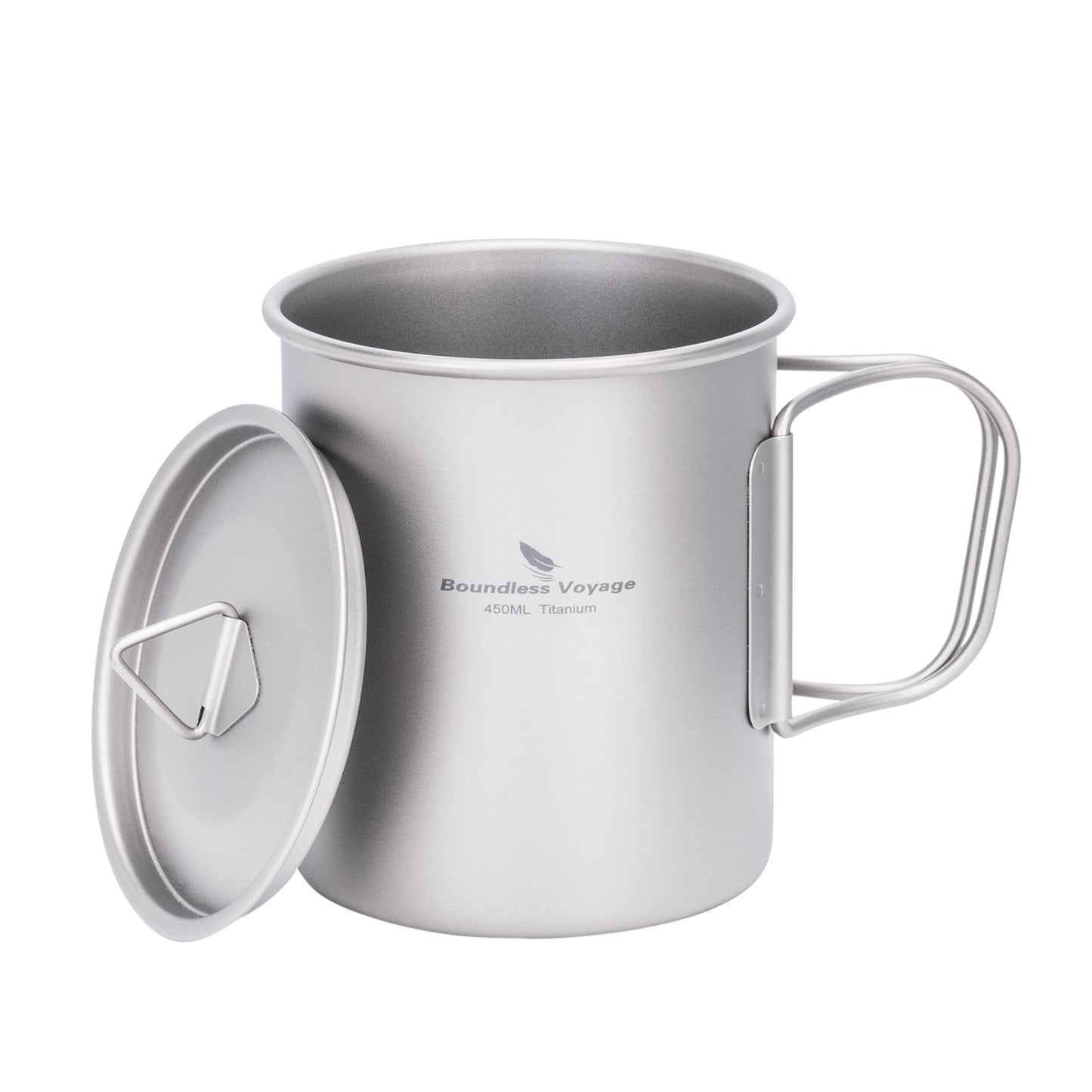 Boundless Voyage Ultralight Single-Wall Titanium Cup 450ml with Lid – Lightweight Portable Camping Mug for Hiking & Backpacking