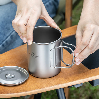 Boundless Voyage Ultralight Single-Wall Titanium Cup 450ml with Lid – Lightweight Portable Camping Mug for Hiking & Backpacking