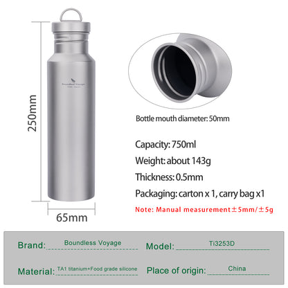 Titanium Water Bottle with Lid Wide Mouth Leak-Proof Reusable Sport Drinking Bottle for Camping Hiking Picnic Climbing Running Tea Coffee