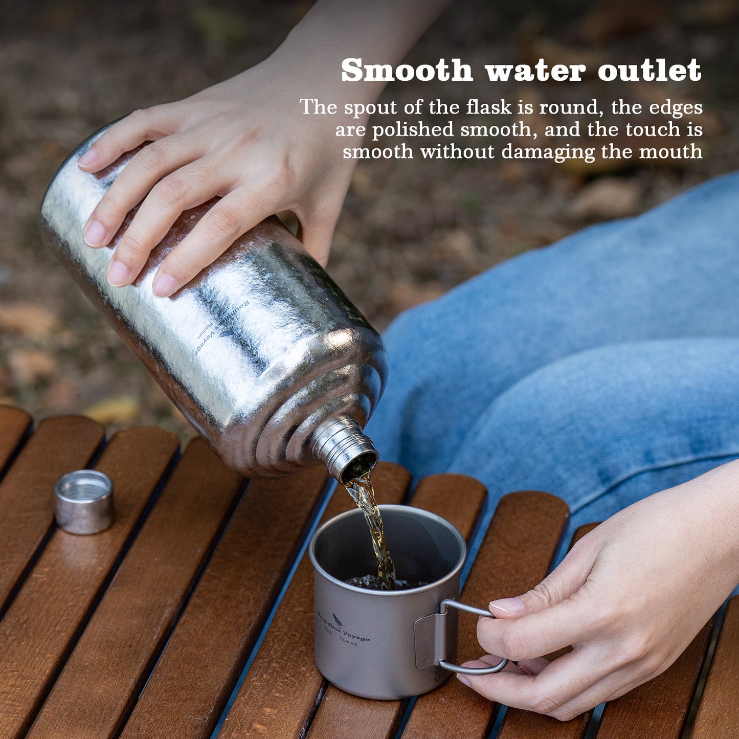 Boundless Voyage 1000ml Pure Titanium Hip Flask | Large Capacity Ultralight Whiskey & Spirit Bottle | Leakproof Coating-Free Healthy Flask for Camping, Hunting & Travel